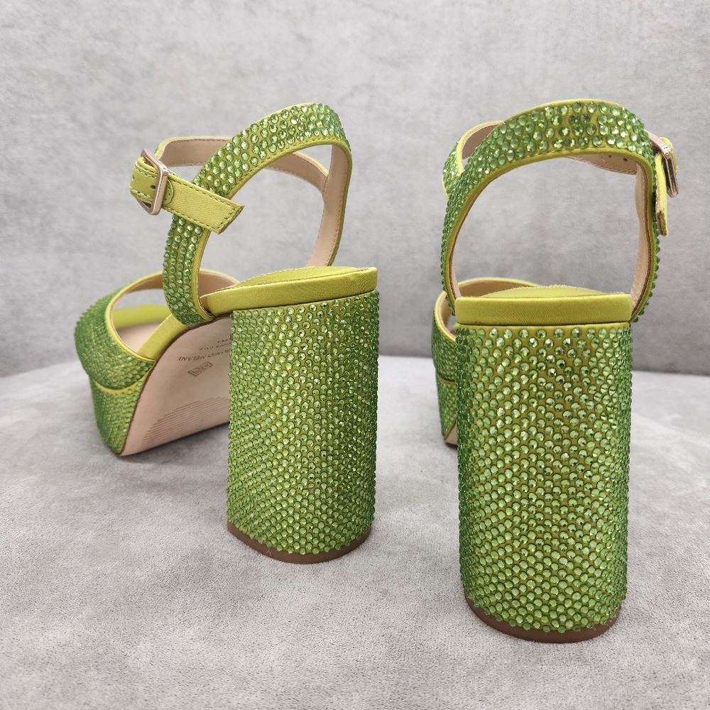 ANTONIO MELANI Lime Green Crystal Platform Sandals - Picture 10 of 15
